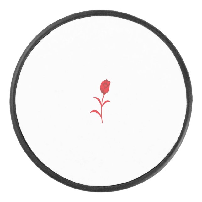 Disco De Hockey Rosa Madder, Lava Red, diseño floral (Anverso)