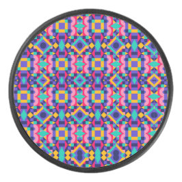 Disco De Hockey Round object with a vibrant geometric pattern