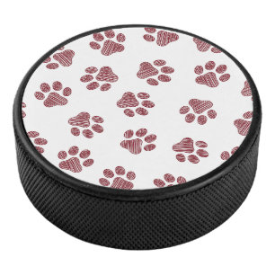Disco De Hockey Rutas de perro, garras de perro, patas de borgoña