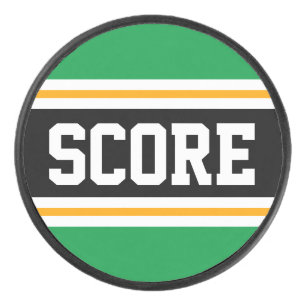 Disco De Hockey SCORE franjas de hockey amarillo blanco verde negr