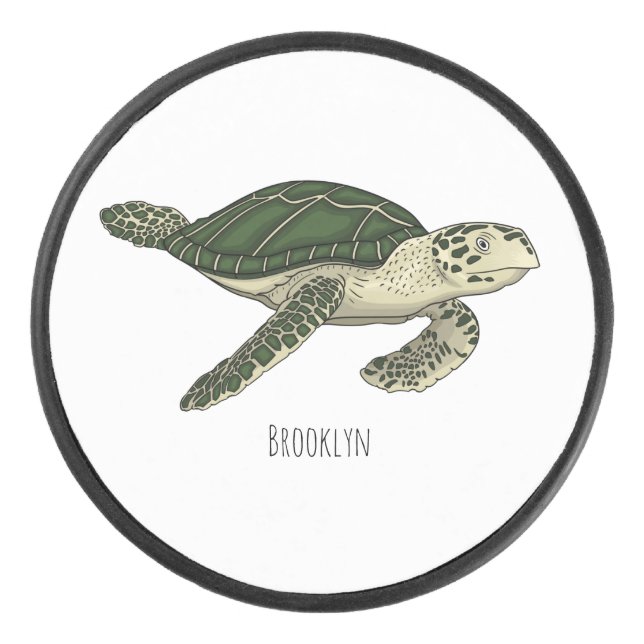 Disco De Hockey Sea turtle cartoon illustration  (Anverso)
