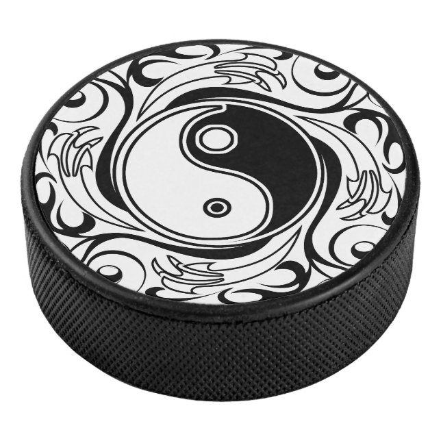 Disco De Hockey Símbolo Yin & Yang estilo Tatuaje blanco y negro (3/4)