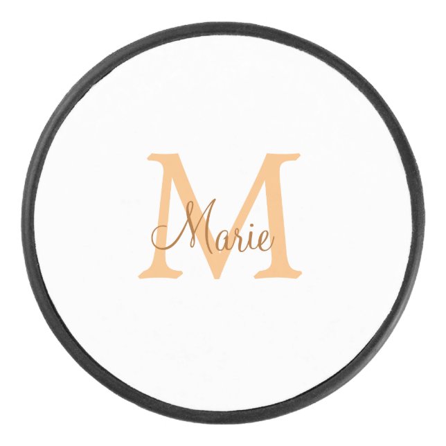 Disco De Hockey simple minimal add name monogram orange brown  thr (Anverso)