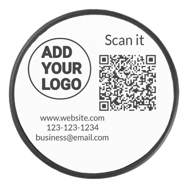 Disco De Hockey Simple minimal q r code add logo scan code name we (Anverso)