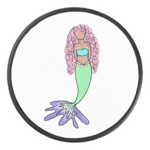 Disco De Hockey sirena arcoíris rosa azul morado verde negro rizad