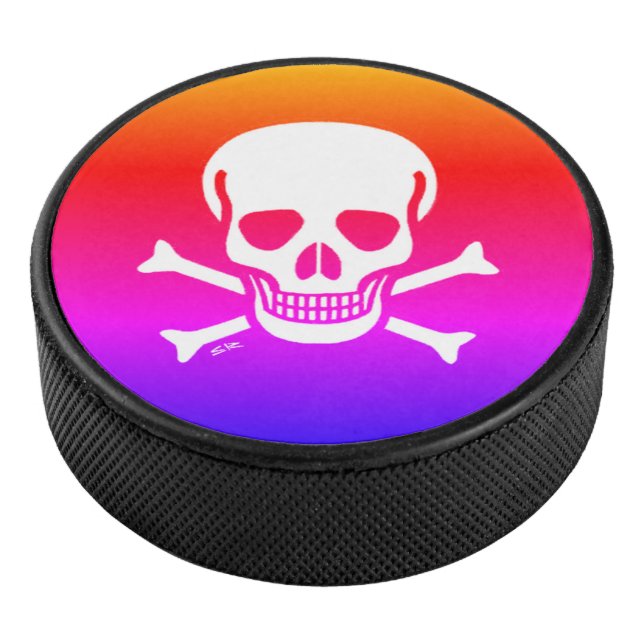 Disco De Hockey Skull n Bones neón hockey puck (3/4)