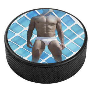 Disco De Hockey SlipperyJoe hombre muscular seis empates abs macho