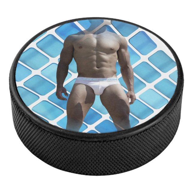 Disco De Hockey SlipperyJoe hombre muscular seis empates abs macho (3/4)