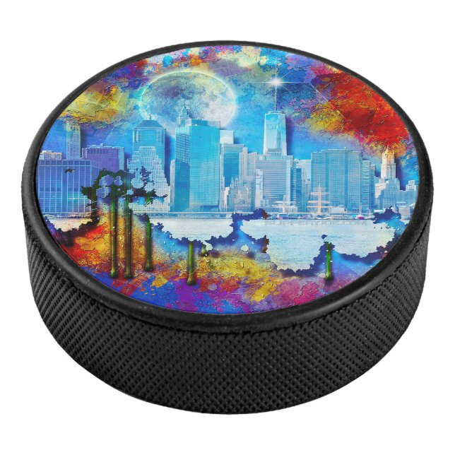 Disco De Hockey SlipperyJoe NYC luna de grafiti rodeada de agitaci (3/4)