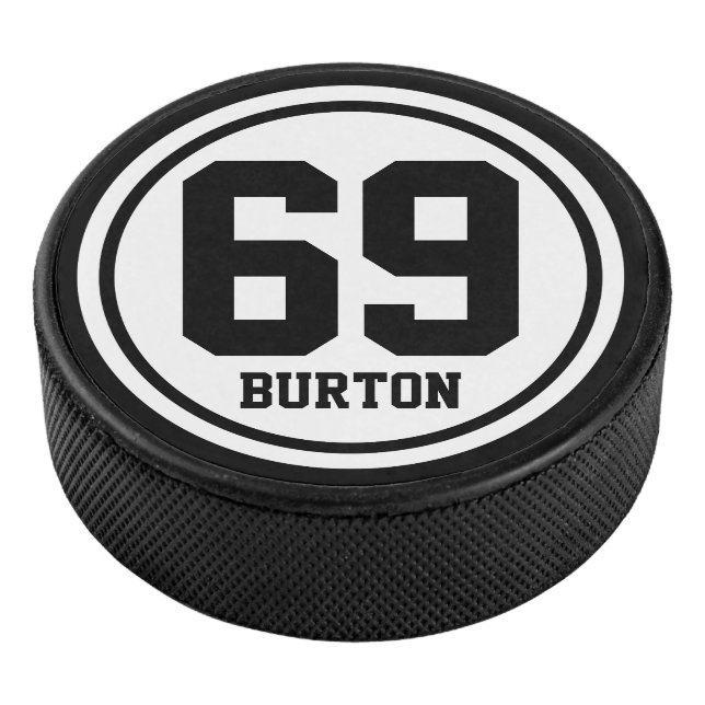 Disco De Hockey Sólido Anillo / Punto blanco + su nombre y número (3/4)