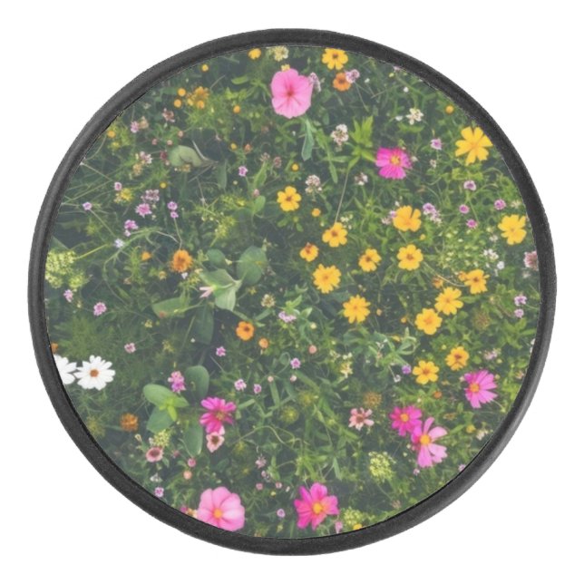 Disco De Hockey Stylish Watercolor Floral Pattern (Anverso)