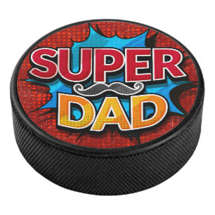 Disco De Hockey Super Dad Mustache Modern Grunge