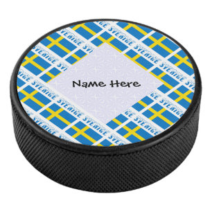 Disco De Hockey Sverige Svenska Flagge Baldosas Nombre Personaliza