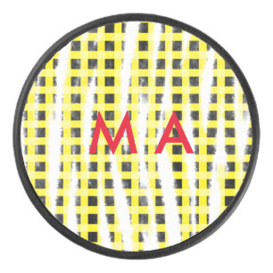 Disco De Hockey tablero de verificación amarillo negro añadir nomb