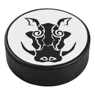 Disco De Hockey Tatuaje tribal de la cabeza de un oso negro