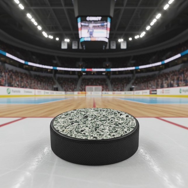 Disco De Hockey Terrazzo verde moderno (Modern Green Terrazzo Hockey Puck)