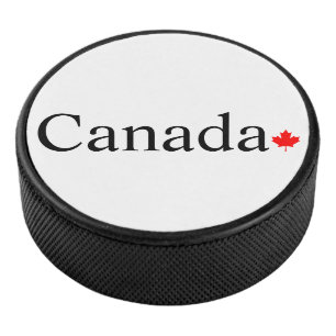 Disco De Hockey Tipografía de Canadá con hojas de arce rojas