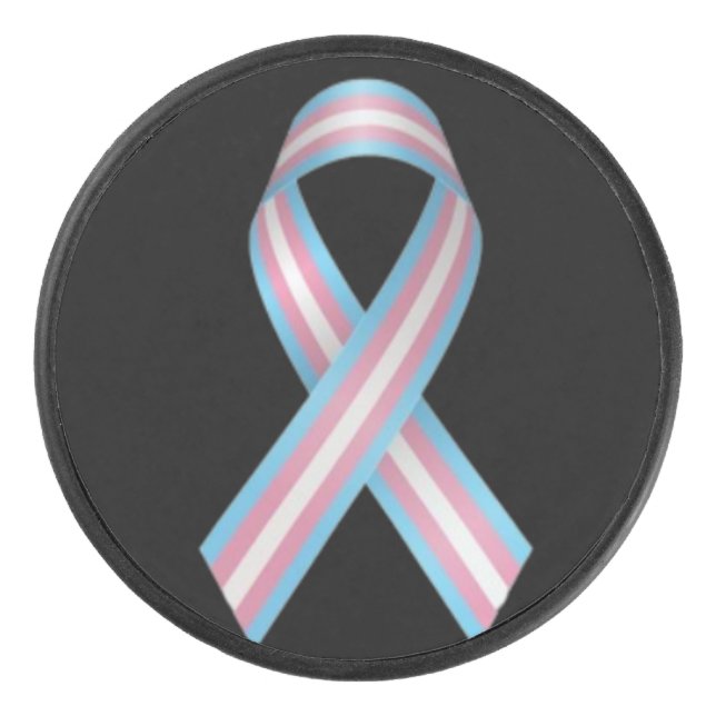 Disco De Hockey Trans ribbon on black hockey puck (Anverso)