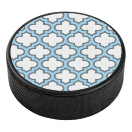 Disco De Hockey Trellis azul blanco y bebé, Entramado, Quatrefoil