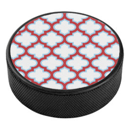 Disco De Hockey Trellis blanca y roja, Entramado, Quatrefoil