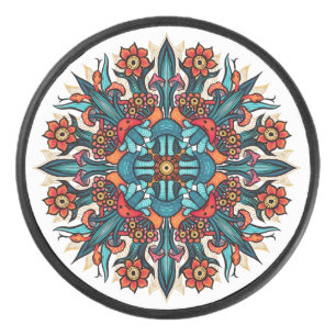 Disco De Hockey Trippy Psicodélico Groovy Mushroom Mandala Eyes