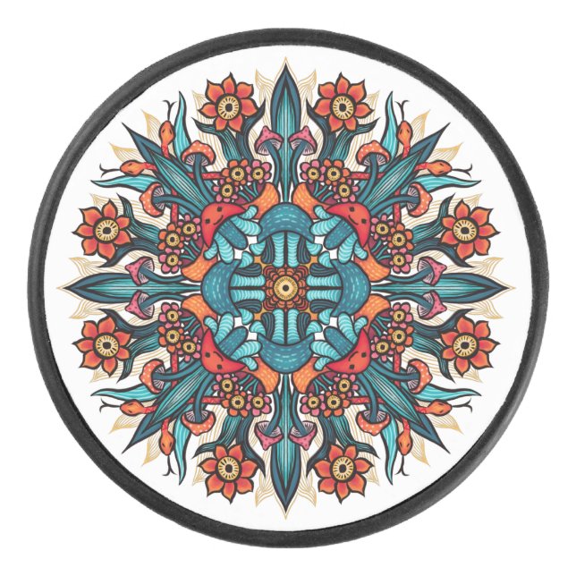 Disco De Hockey Trippy Psicodélico Groovy Mushroom Mandala Eyes (Anverso)