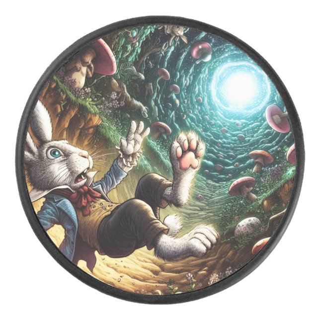 Disco De Hockey Un Conejo Con Pánico Cae Por El Agujero De Conejo (Anverso)