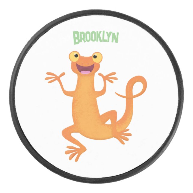 Disco De Hockey Un naranja alegre y lindo bailando (Anverso)