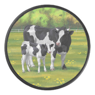 Disco De Hockey Vaca Holstein y ternera en salsa de verano