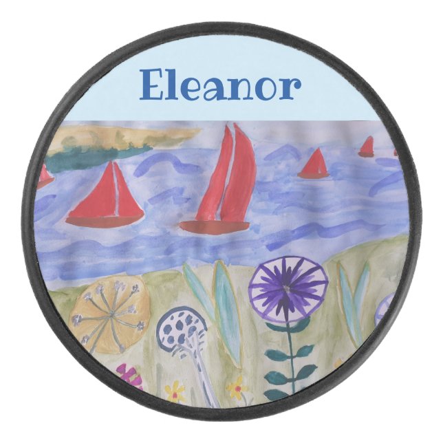 Disco De Hockey Velas y flores rojas (Anverso)