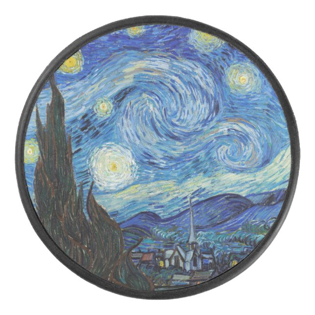Disco De Hockey Vicent Van Gogh Starry Night Vintage Bella Artes (Anverso)