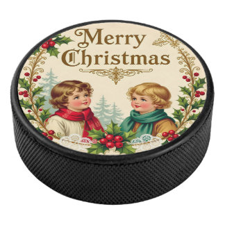 Disco De Hockey Victorian children Merry Christmas vintage