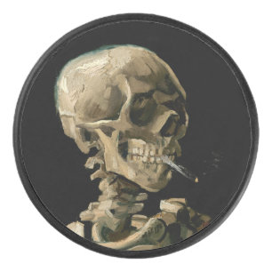 Disco De Hockey Vincent van Gogh - Calavera con cigarrillo en llam
