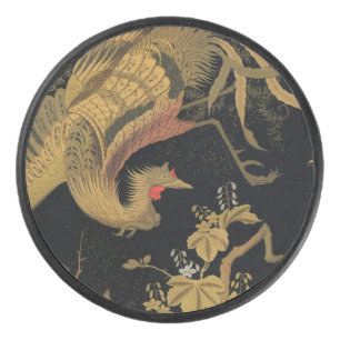 Disco De Hockey Vintage japonés Phoenix Gold Black Bird