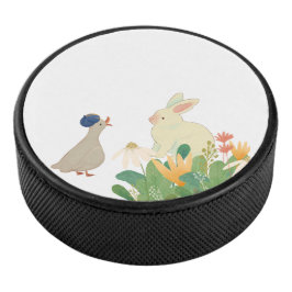 Disco De Hockey Whimsical Bunny & Bird in Bloom - Cuidada Primaver