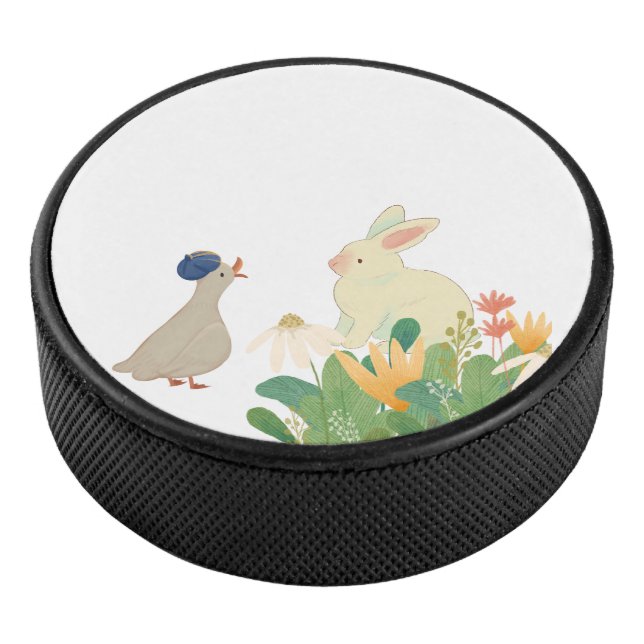 Disco De Hockey Whimsical Bunny & Bird in Bloom - Cuidada Primaver (3/4)