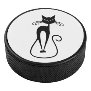 Disco De Hockey Whimsical Skinny Black Cat