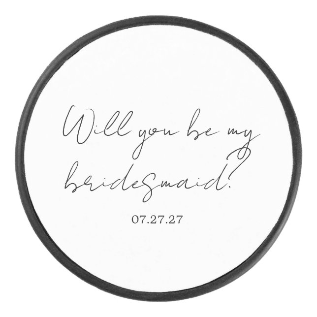 Disco De Hockey Will You Be My Bridesmaid Custom Cursive (Anverso)