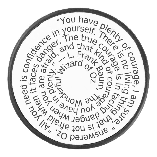 Disco De Hockey Wizard of Oz courage quote hockey puck (Anverso)