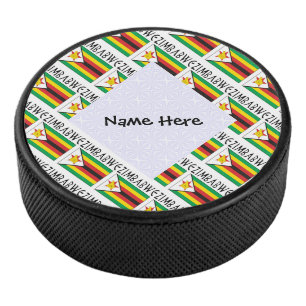 Disco De Hockey Zimbabwe Bandera de Zimbabwe Personalizada en Negr