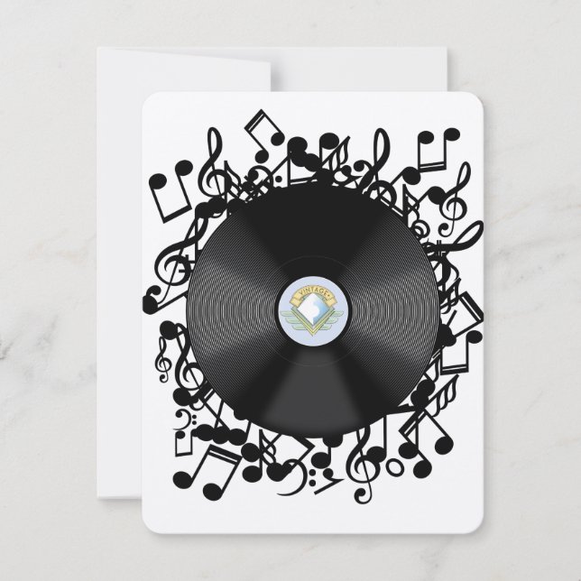 Disco de vinilo antiguo y notas musicales (Anverso)