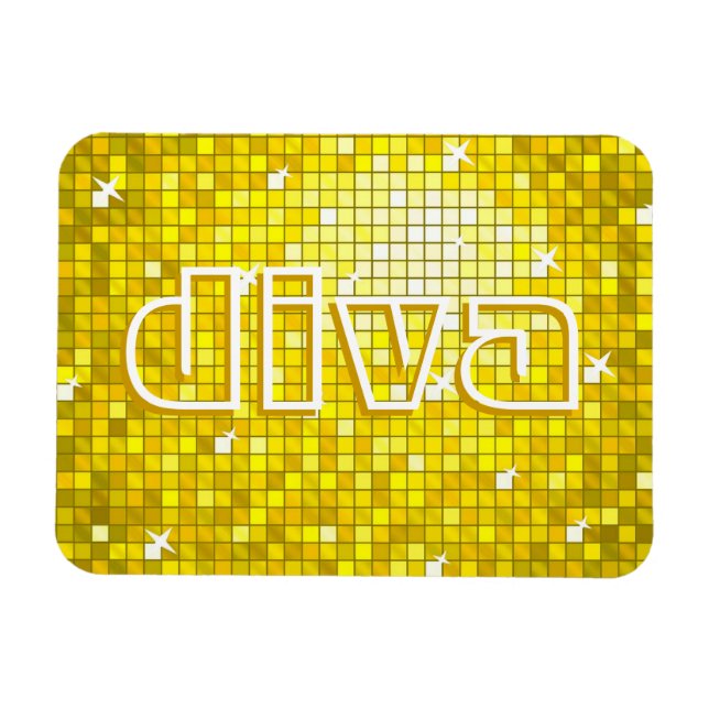 Disco Mosaico Imán premium de la 'diva' amarilla (Horizontal)