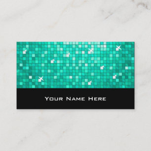 Disco Tiles Aqua tarjeta de visita negra