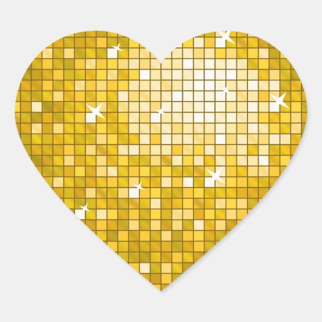 Disco Tiles corazón pegatina "Gold" (Anverso)