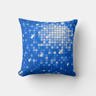 Disco Tiles Dark Blue tirando almohada cuadrada