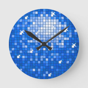 Disco Tiles Dark reloj de pared azul