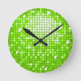 Disco Tiles Green, reloj de pared