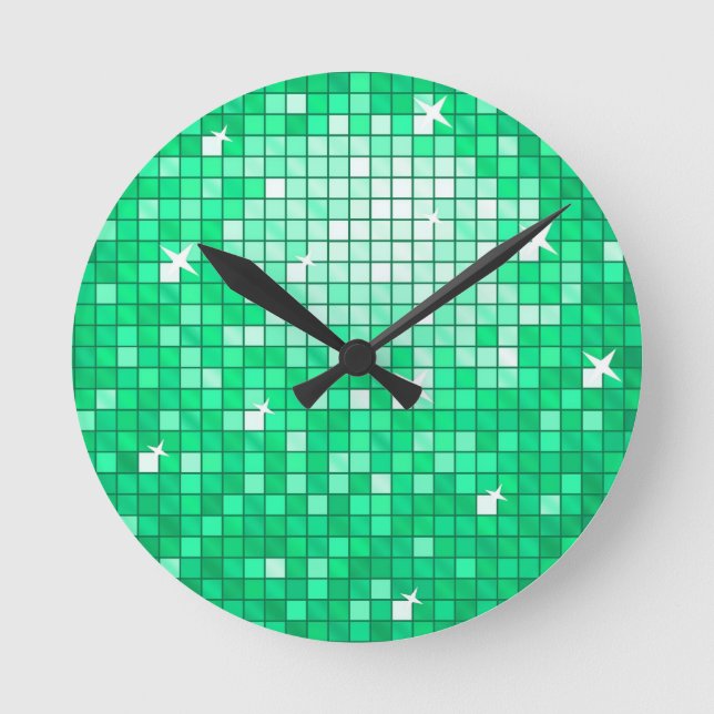 Disco Tiles Jade, reloj de pared (Anverso)
