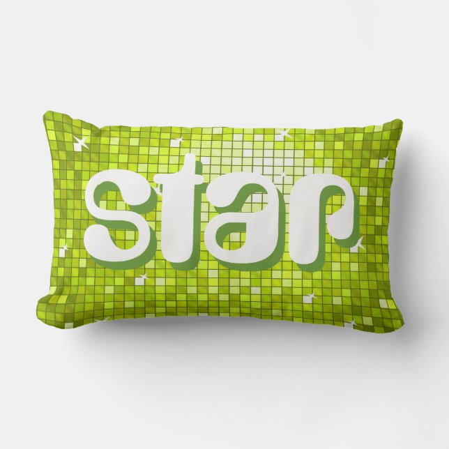 Disco Tiles Lime 'star' tirar almohada amelia text (Anverso)
