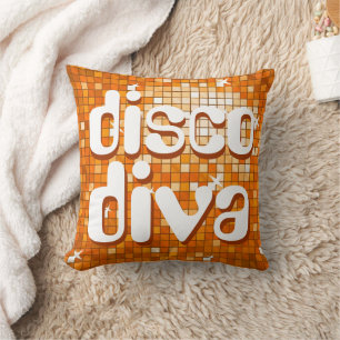 Disco Tiles Naranja 'disco diva' lanzar almohada